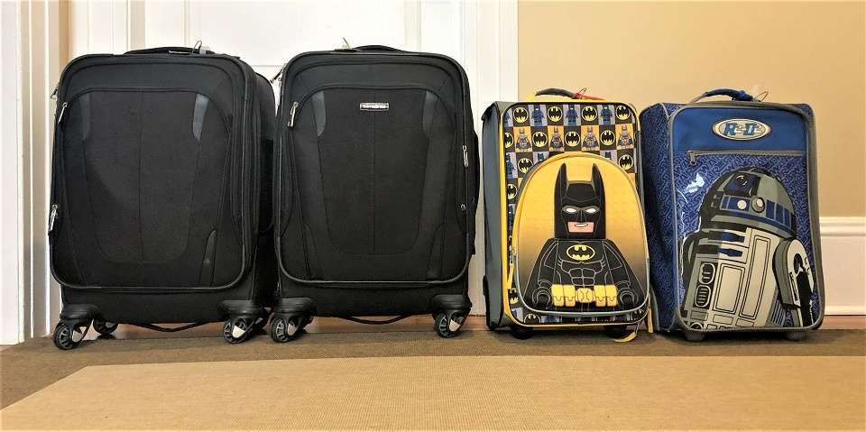 Adults and Kids-themed carry-on luggage.