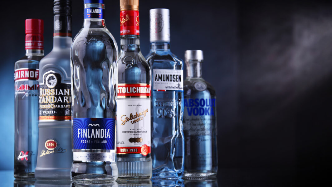 Bottles of assorted global vodka brands - Family Vacation Overseas