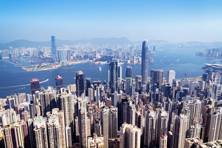 Hong Kong skyline view from the Victoria Peak.