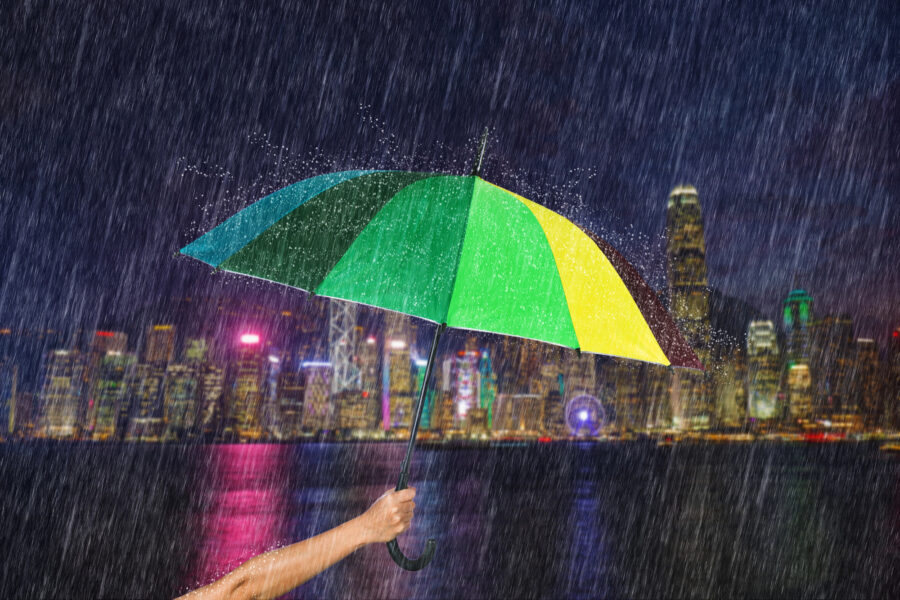 Raining at Victoria Harbour, Hong Kong