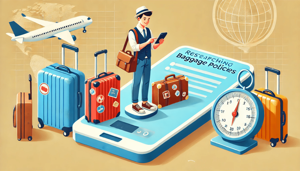 A young man is researching baggage and luggage policies before booking a flight. Best Air fares Reviews & How We Book Cheap Flights