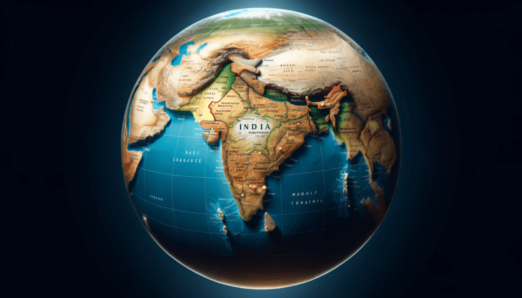 The Country of India on a Globe of the World