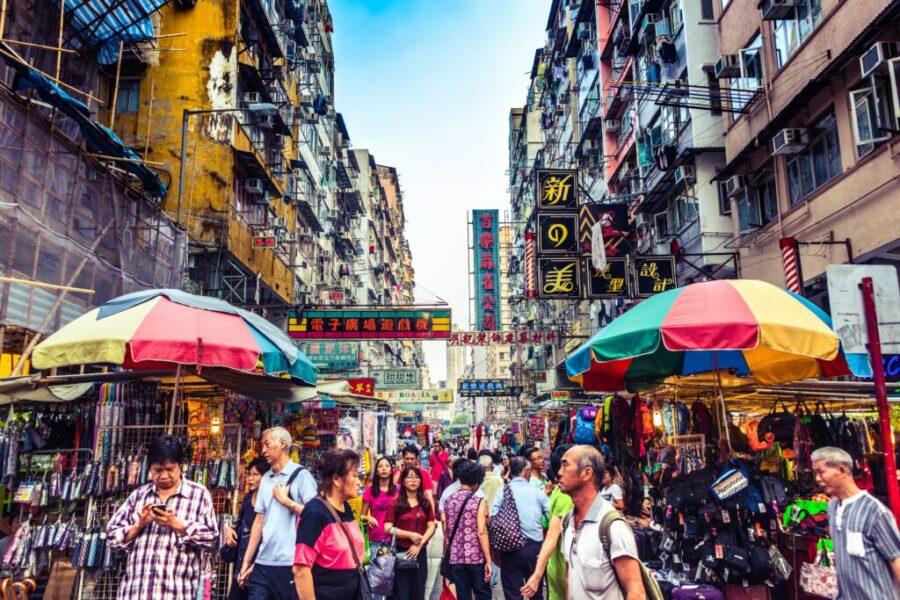 Busy Shopping District Hong Kong