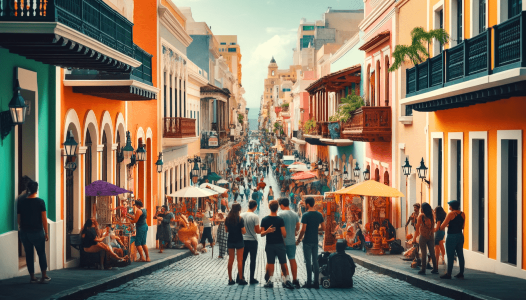 Vibrant Street in Old San Juan - Flights to Puerto Rico